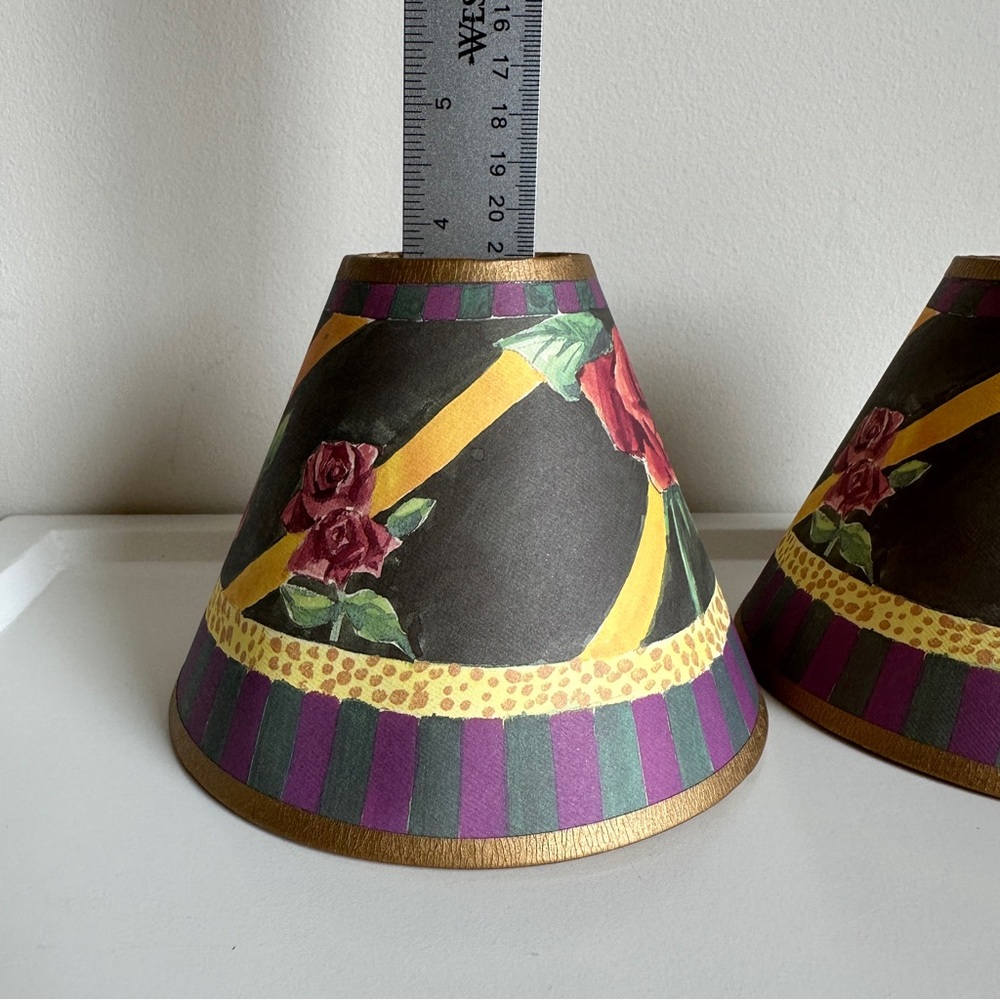 Vintage MacKenzie-Childs Paper Lampshades Floral Clip On - Picture 11 of 14